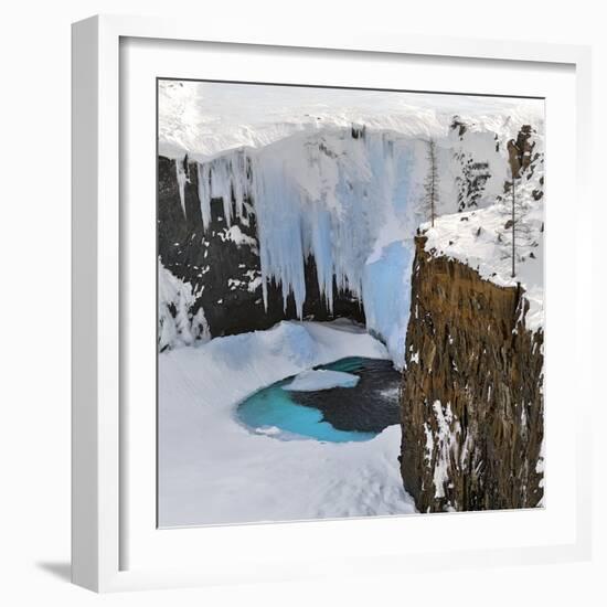 Frozen waterfall in Putoransky State Nature Reserve, Putorana Plateau, Siberia, Russia-Sergey Gorshkov-Framed Photographic Print