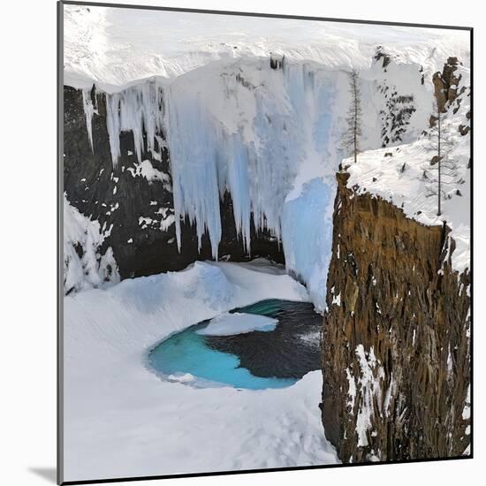 Frozen waterfall in Putoransky State Nature Reserve, Putorana Plateau, Siberia, Russia-Sergey Gorshkov-Mounted Photographic Print