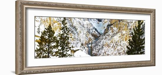Frozen waterfall seen from Artist Point in winter snow. Yellowstone National Park. Wyoming.-Tom Norring-Framed Photographic Print