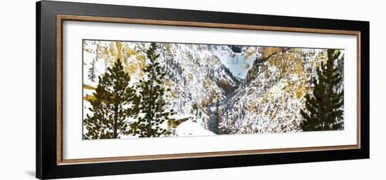 Frozen waterfall seen from Artist Point in winter snow. Yellowstone National Park. Wyoming.-Tom Norring-Framed Photographic Print