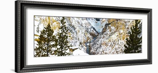 Frozen waterfall seen from Artist Point in winter snow. Yellowstone National Park. Wyoming.-Tom Norring-Framed Photographic Print