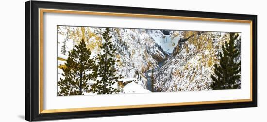 Frozen waterfall seen from Artist Point in winter snow. Yellowstone National Park. Wyoming.-Tom Norring-Framed Photographic Print