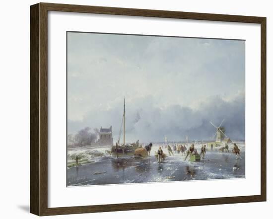 Frozen Winter Scene-Andreas Schelfhout-Framed Premium Giclee Print