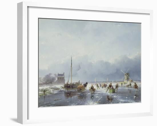 Frozen Winter Scene-Andreas Schelfhout-Framed Premium Giclee Print