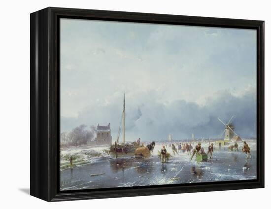 Frozen Winter Scene-Andreas Schelfhout-Framed Premier Image Canvas