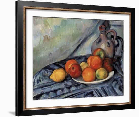 Fruit and a Jug on a Table, c.1890-94-Paul Cezanne-Framed Giclee Print