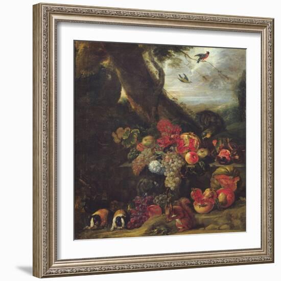 Fruit and Animals-Abraham Brueghel-Framed Giclee Print