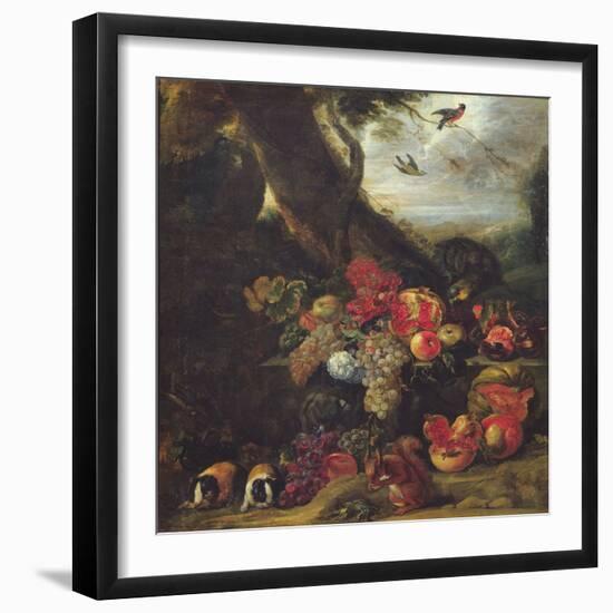 Fruit and Animals-Abraham Brueghel-Framed Giclee Print