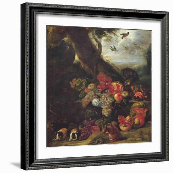 Fruit and Animals-Abraham Brueghel-Framed Giclee Print