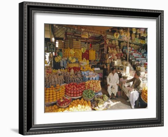 Fruit and Basketware Stalls in the Market, Karachi, Pakistan-Robert Harding-Framed Photographic Print