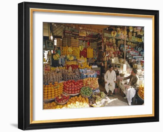 Fruit and Basketware Stalls in the Market, Karachi, Pakistan-Robert Harding-Framed Photographic Print