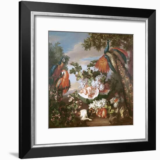 Fruit and Exotic Birds in a Landscape-Jean-Baptiste Monnoyer-Framed Giclee Print