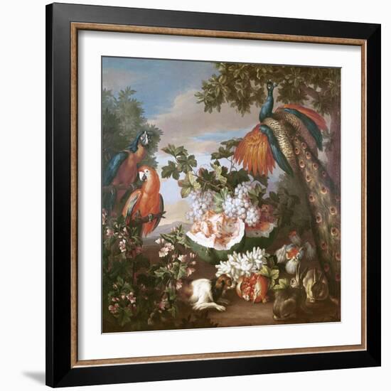 Fruit and Exotic Birds in a Landscape-Jean-Baptiste Monnoyer-Framed Giclee Print