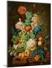 Fruit and Flowers on a Marble Table, 1794-Paul Theodor van Brussel-Mounted Giclee Print