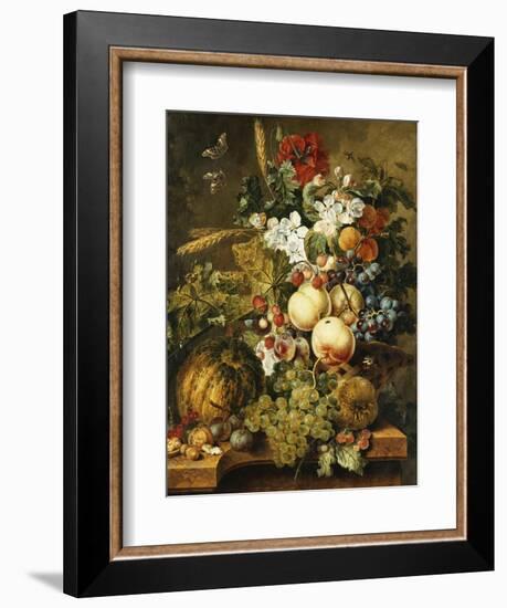 Fruit and Flowers on Marble Ledges, 1812-Jacobus Linthorst-Framed Giclee Print