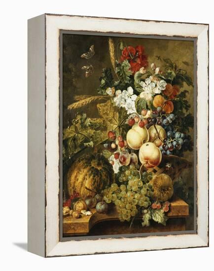 Fruit and Flowers on Marble Ledges, 1812-Jacobus Linthorst-Framed Premier Image Canvas