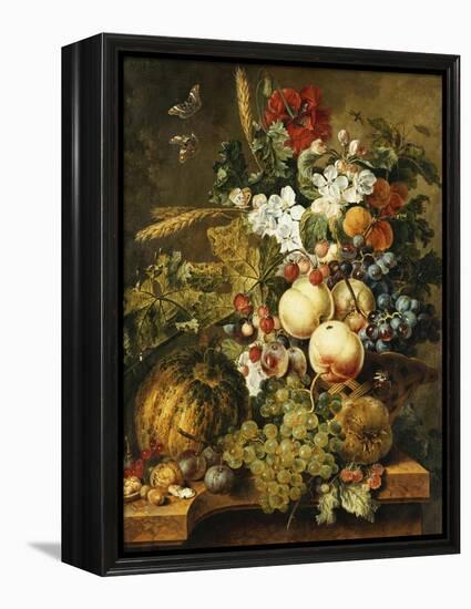 Fruit and Flowers on Marble Ledges, 1812-Jacobus Linthorst-Framed Premier Image Canvas