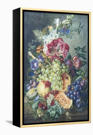 Fruit and Flowers-Gerrit Jan Van Leeuwen-Framed Premier Image Canvas