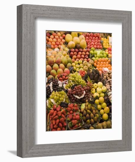 Fruit and Vegetable Display, La Boqueria, Market, Barcelona, Catalonia, Spain, Europe-Martin Child-Framed Photographic Print