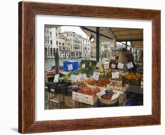 Fruit and Vegetable Stall at Canal Side Market, Venice, Veneto, Italy-Christian Kober-Framed Photographic Print