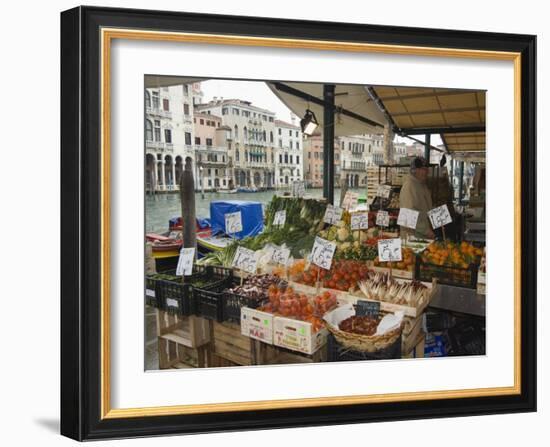 Fruit and Vegetable Stall at Canal Side Market, Venice, Veneto, Italy-Christian Kober-Framed Photographic Print