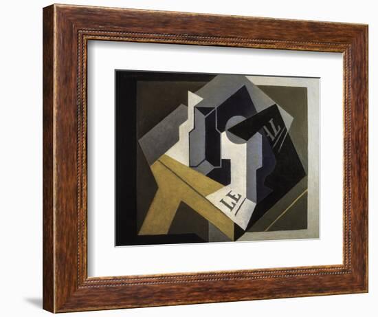 Fruit Bowl and Newspaper-Juan Gris-Framed Premium Giclee Print