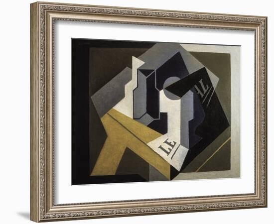 Fruit Bowl and Newspaper-Juan Gris-Framed Art Print