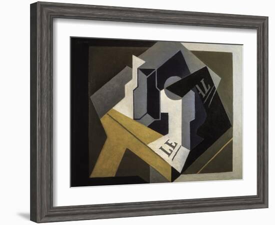 Fruit Bowl and Newspaper-Juan Gris-Framed Art Print