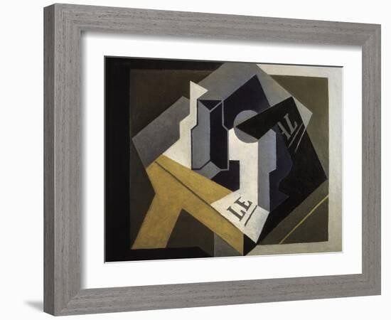 Fruit Bowl and Newspaper-Juan Gris-Framed Art Print