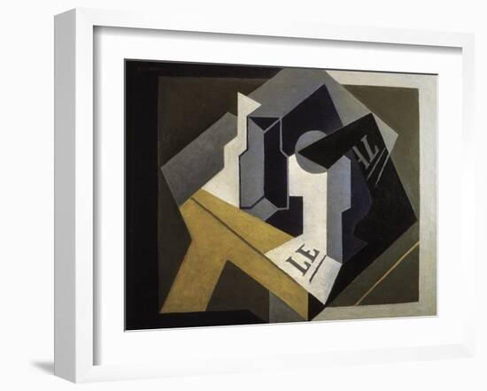 Fruit Bowl and Newspaper-Juan Gris-Framed Art Print