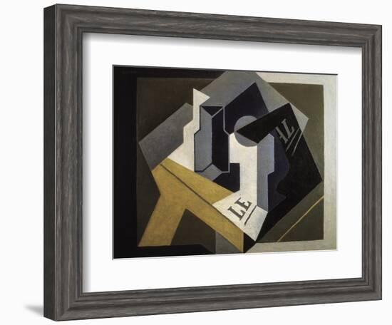 Fruit Bowl and Newspaper-Juan Gris-Framed Art Print