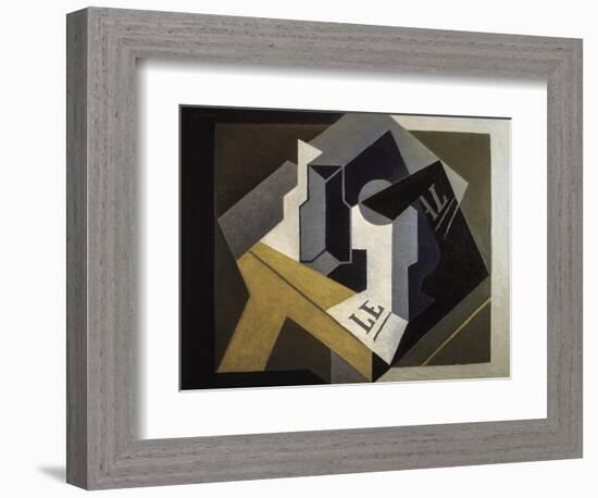 Fruit Bowl and Newspaper-Juan Gris-Framed Art Print