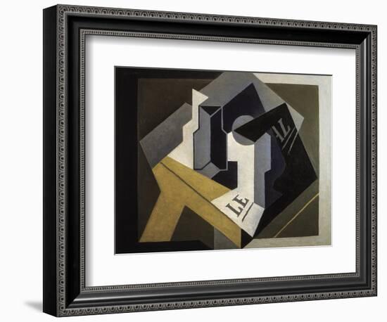 Fruit Bowl and Newspaper-Juan Gris-Framed Art Print