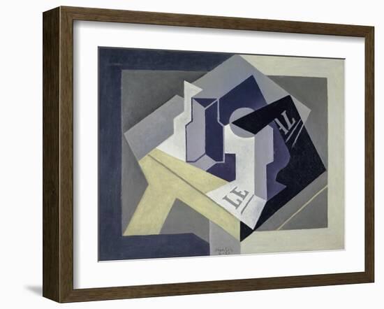 Fruit Bowl and Newspaper-Juan Gris-Framed Giclee Print