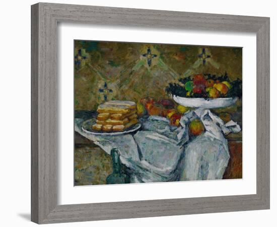 Fruit Bowl and Plate with Biscuits, circa 1877-Paul Cézanne-Framed Giclee Print