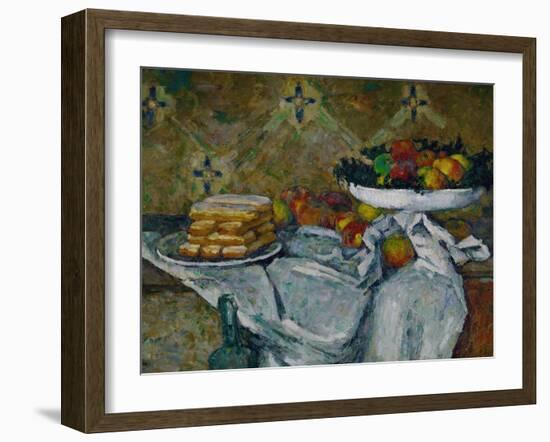 Fruit Bowl and Plate with Biscuits, circa 1877-Paul Cézanne-Framed Giclee Print