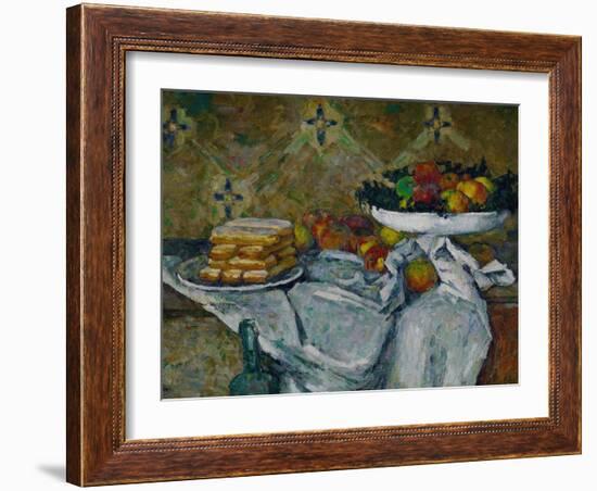 Fruit Bowl and Plate with Biscuits, circa 1877-Paul Cézanne-Framed Giclee Print