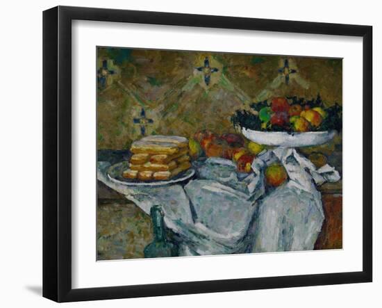 Fruit Bowl and Plate with Biscuits, circa 1877-Paul Cézanne-Framed Giclee Print