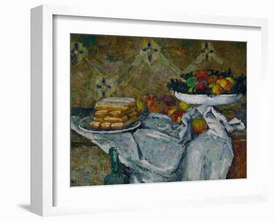 Fruit Bowl and Plate with Biscuits, circa 1877-Paul Cézanne-Framed Giclee Print