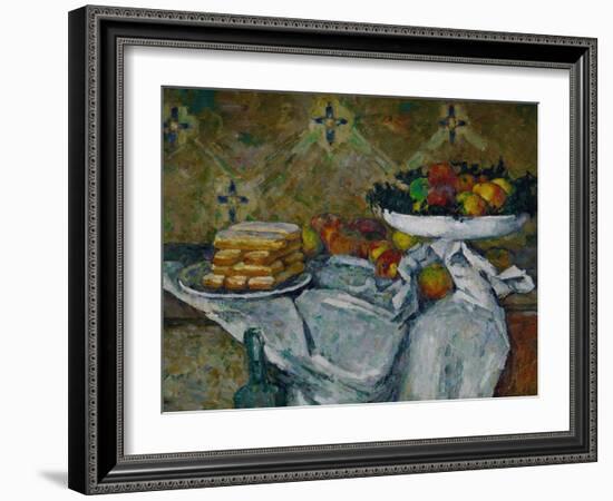 Fruit Bowl and Plate with Biscuits, circa 1877-Paul Cézanne-Framed Giclee Print