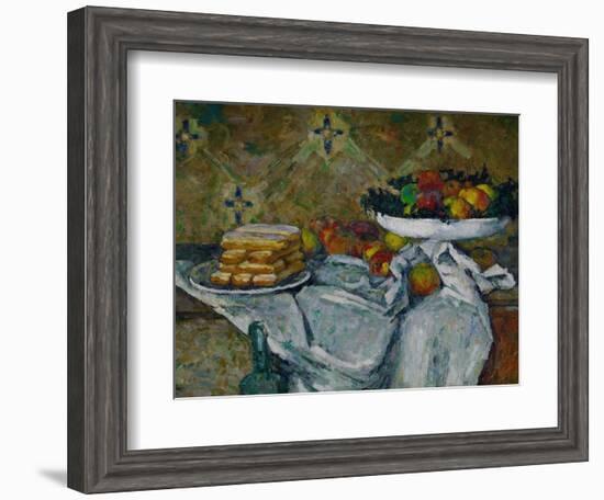 Fruit Bowl and Plate with Biscuits, circa 1877-Paul Cézanne-Framed Giclee Print