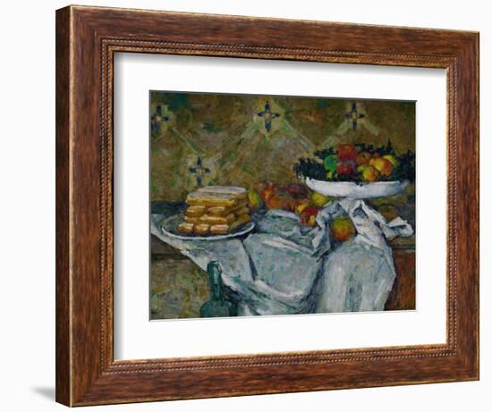 Fruit Bowl and Plate with Biscuits, circa 1877-Paul Cézanne-Framed Giclee Print