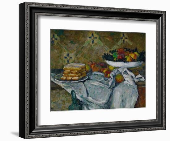 Fruit Bowl and Plate with Biscuits, circa 1877-Paul Cézanne-Framed Giclee Print