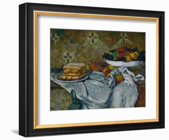 Fruit Bowl and Plate with Biscuits, circa 1877-Paul Cézanne-Framed Giclee Print