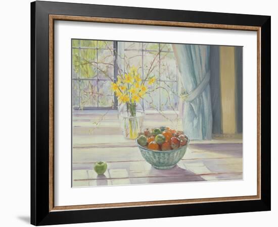 Fruit Bowl with Spring Flowers, 1990-Timothy Easton-Framed Giclee Print