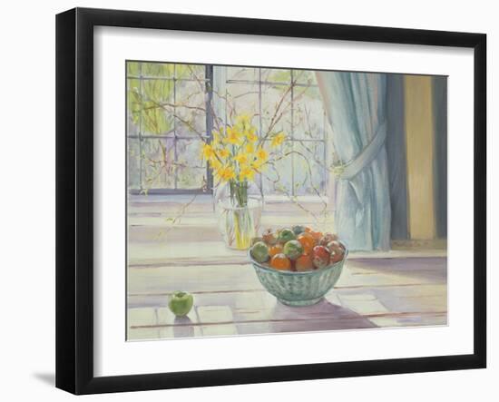 Fruit Bowl with Spring Flowers, 1990-Timothy Easton-Framed Giclee Print