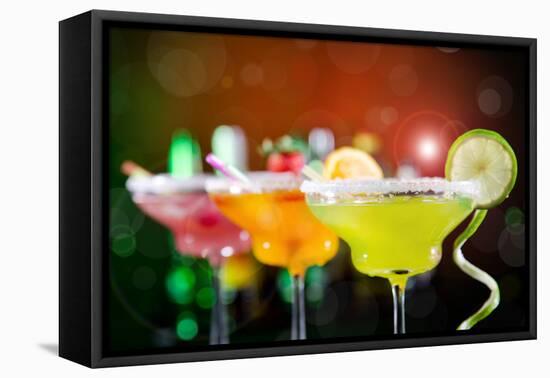 Fruit Cocktails On Black Background-Kesu01-Framed Premier Image Canvas