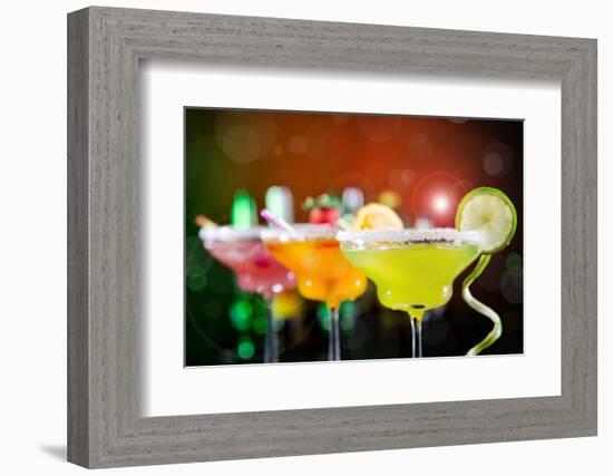 Fruit Cocktails On Black Background-Kesu01-Framed Photographic Print