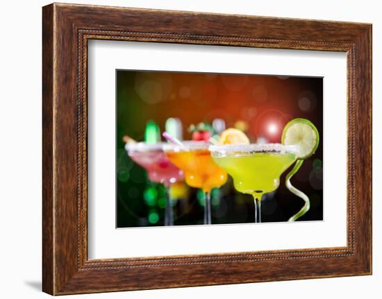 Fruit Cocktails On Black Background-Kesu01-Framed Photographic Print