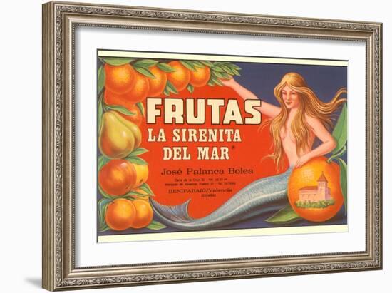 Fruit Crate Label, Mermaid-null-Framed Art Print